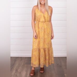 Lush Floral Yellow Maxi Dress